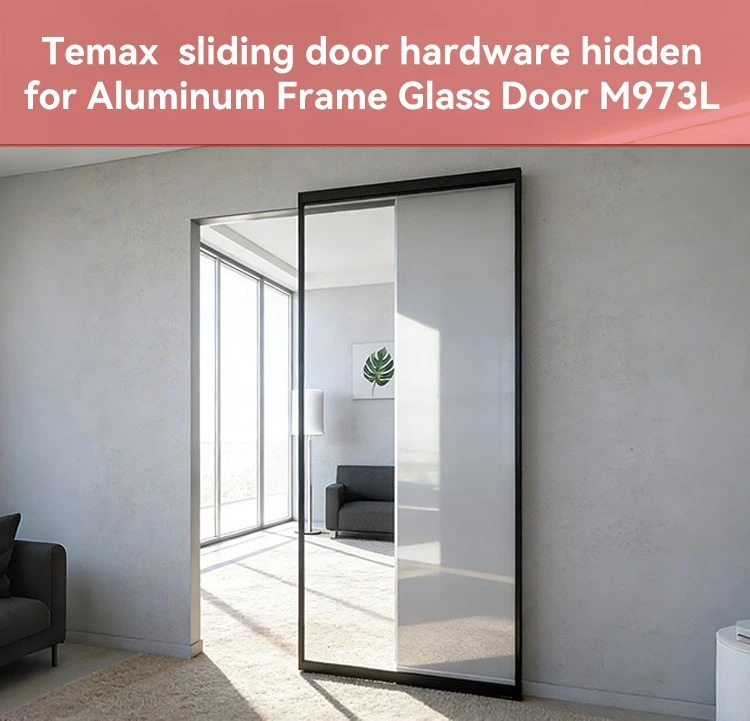 Temax M973L Hidden Sliding Door Hardware for Aluminum Frame Glass Door (Application Scene) Temax M973L Hidden Sliding Door Hardware for Aluminum Frame Glass Door (Application Scene)