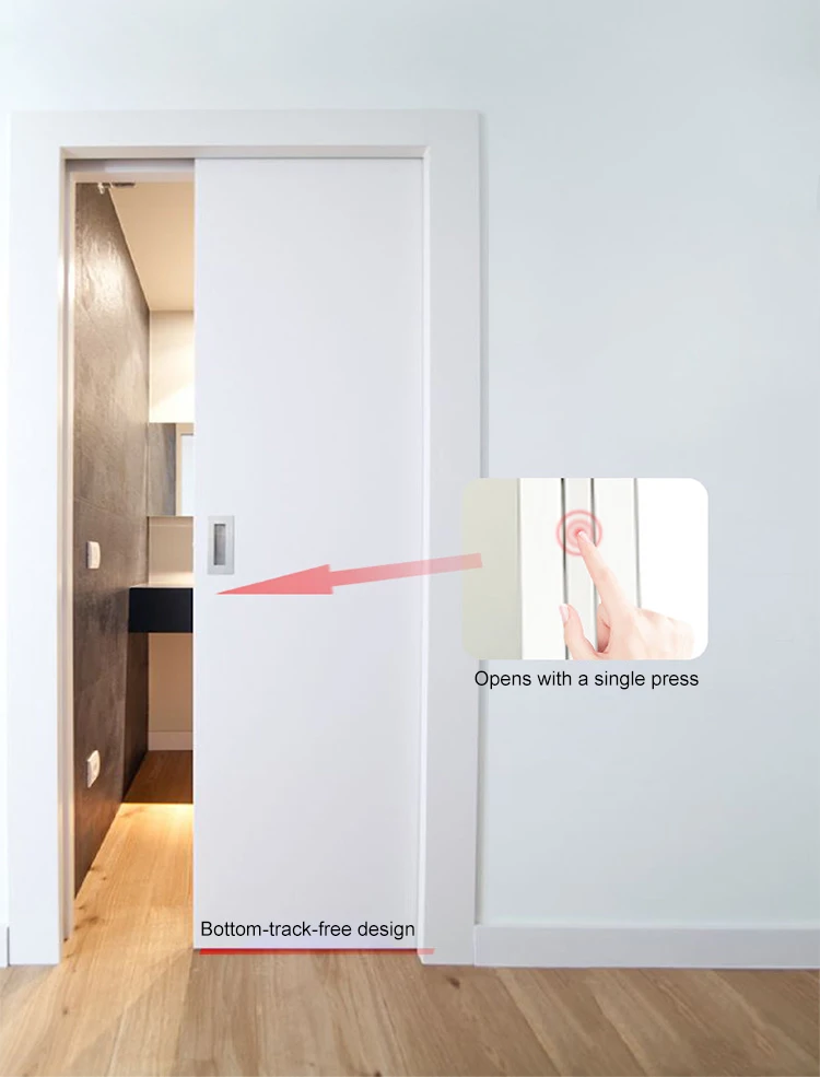 Bottom-Track-Free Push-to-Open Pocket Door Bottom-Track-Free Push-to-Open Pocket Door